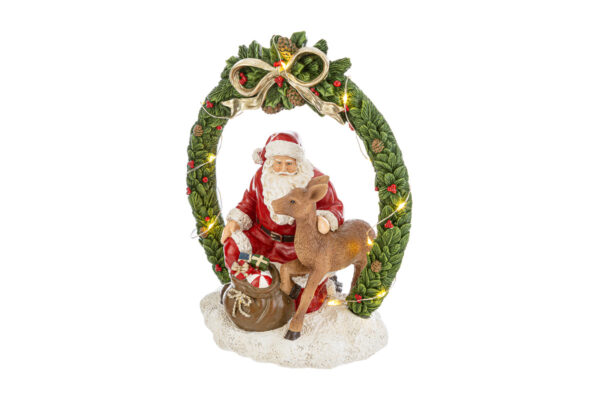 Babbo Natale in resina con led - H.22.5 cm