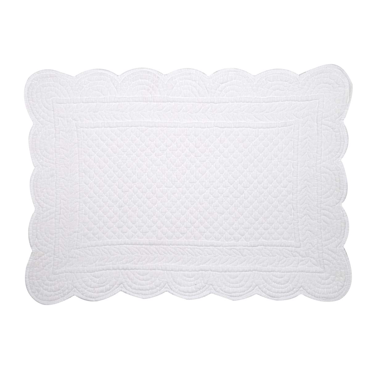 Tovaglietta trapuntata in cotone bianco  - Collezione Carmen - 35x50 cm - Blanc Mariclo