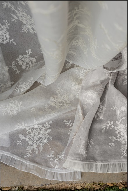 Telo tenda in poliestere decorato bianco mod.PRIMADONNA - 140x290 cm - L'Atelier17