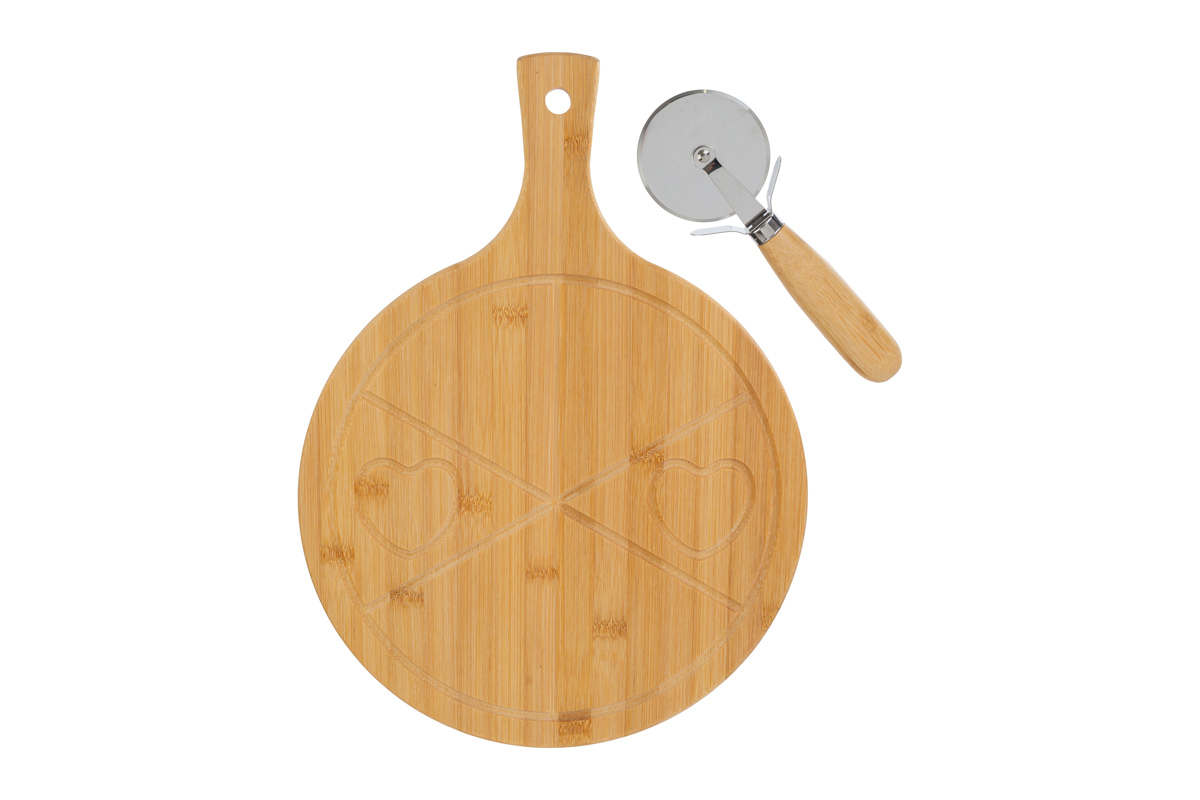 Set 2 pz tagliere legno con tagliapizza c/box - 40x30 cm - Le Stelle