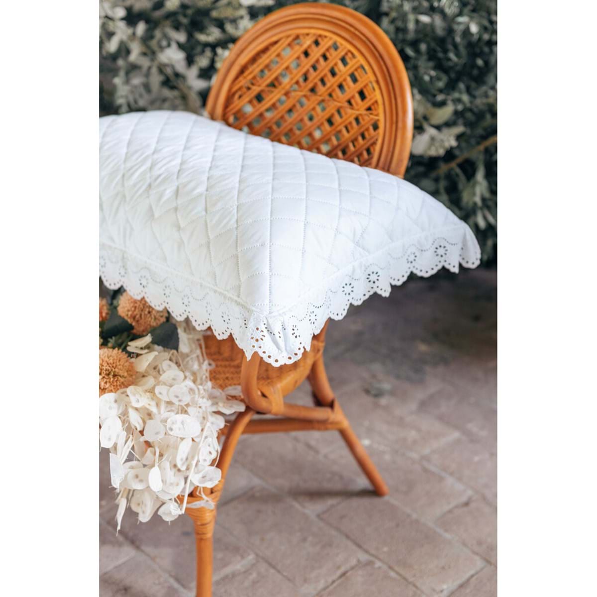 Trapuntino matrimoniale bianco con pizzo sangallo + 2 copriguanciali - Linea Estate di Sangallo - 260x260 cm - Blanc Mariclo