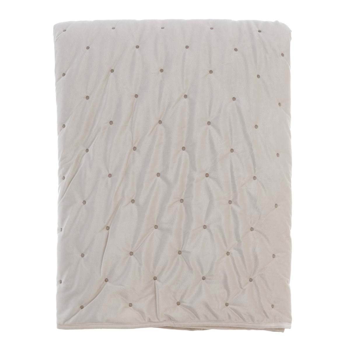 Trapunta in velluto panna con 2 copriguanciali - Collezione Before the storm - 260x260 cm - Blanc Mariclo