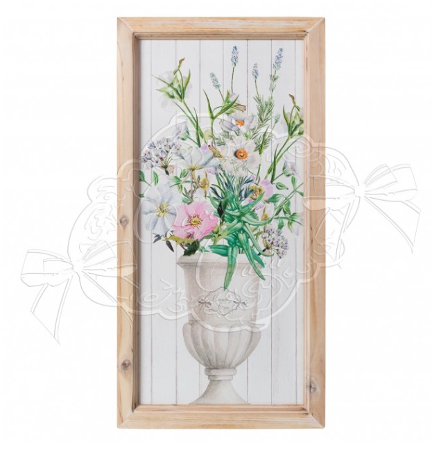 Quadro vaso alto con cornice naturale - 2 modelli - 30x60 cm - Coccole di casa