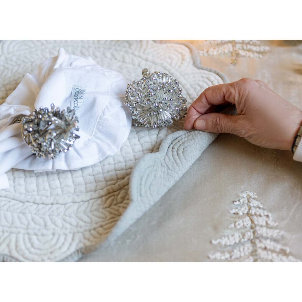 Runner in velluto bicolore avorio - Collezione Carmen - 40x140 cm - Blanc Mariclò