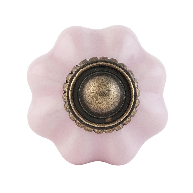 Pomello in ceramica fiore rosa - 3 cm - Clayre & Eef