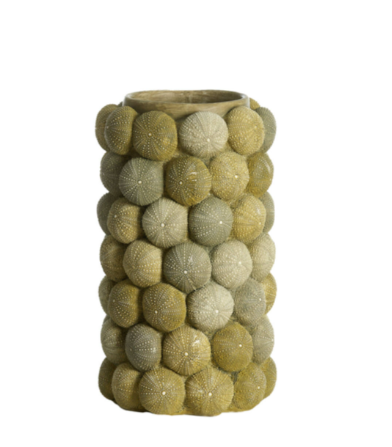 Vaso in resina ricci di mare verde mod.SEA URCHIN - H.32.5x19 cm - Light e Living