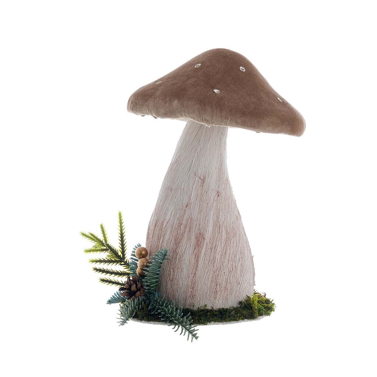 Fungo decorativo in polistirolo e velluto - 17x17x25 cm - Blanc Mariclo