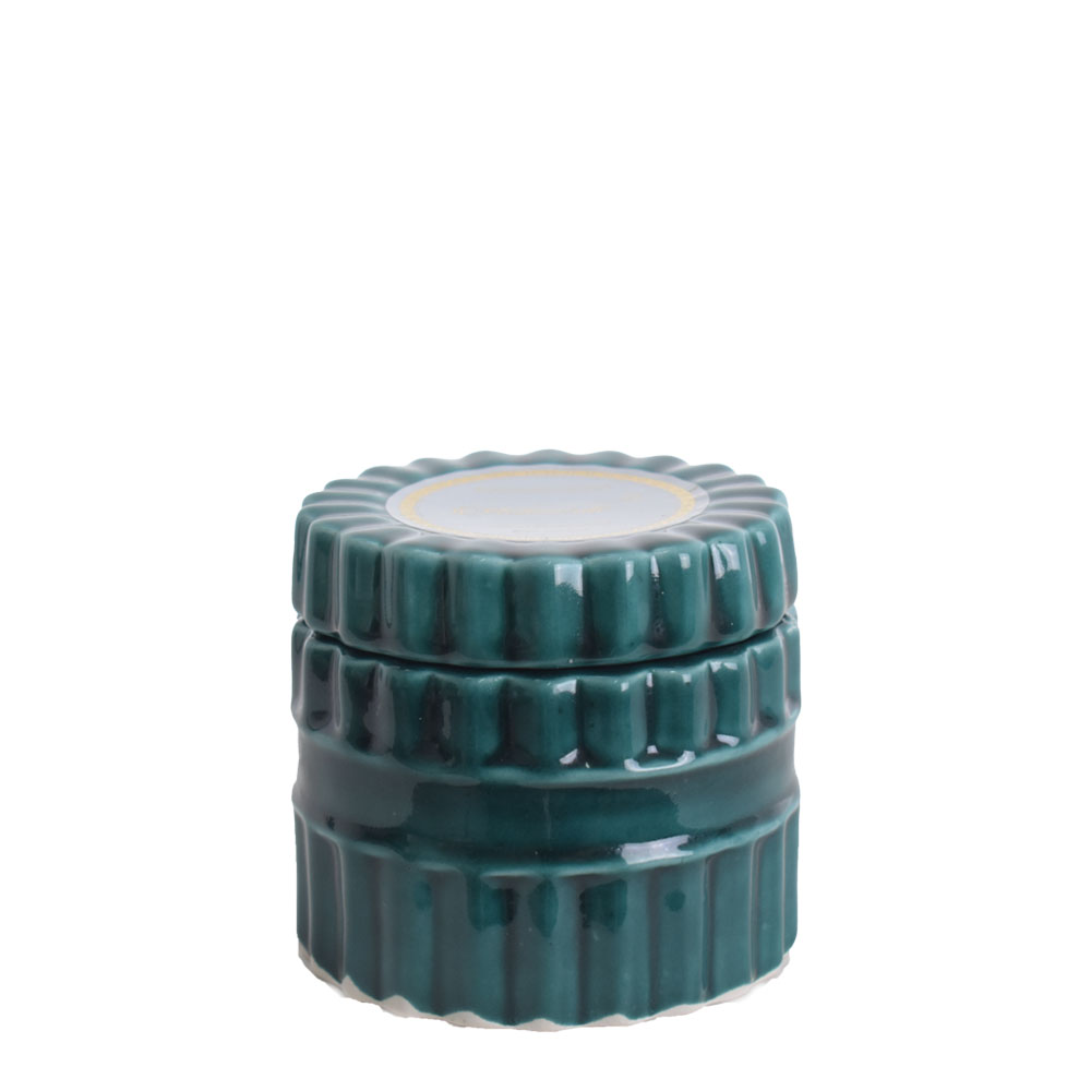 Candela profumata in vasetto di ceramica col. Verde - H. 7.5x diam.29.5 - Melaverde