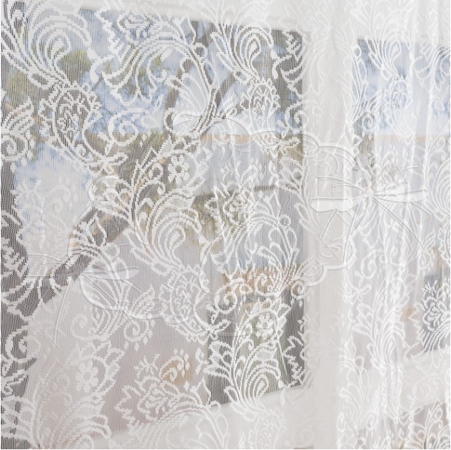 Telo tenda in pizzo poliestere Jade bianco - 150x300 cm - Coccole di Casa