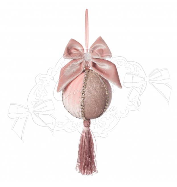 Palla rosa in velluto da appendere - 10x10 cm - Coccole di casa