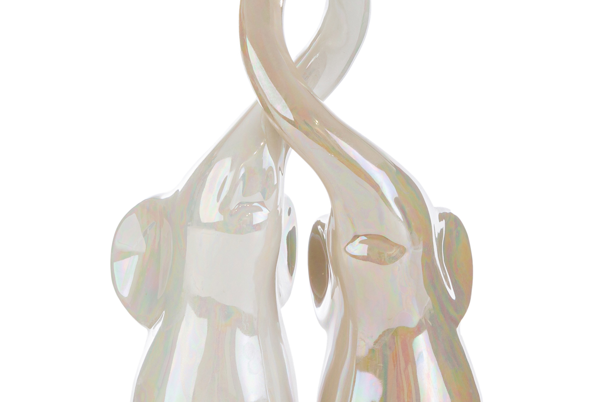 Set 2 elefantini in porcellana tortora/bianco - H.27x6 cm - Le Stelle - Foto 3