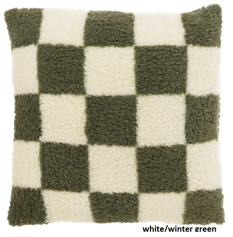 Cuscino pellicciato a quadroni Check - 53x53 cm - vari colori - Unique Living