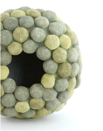 Vaso in resina ricci di mare verde mod.SEA URCHIN - H.23.5x40 cm - Light e Living