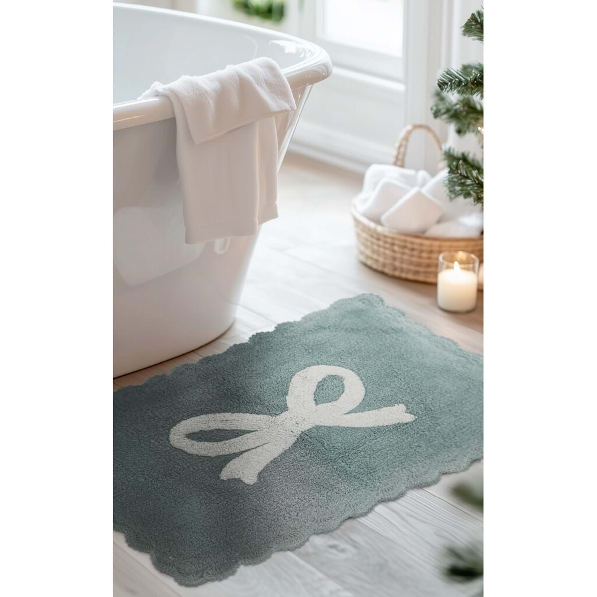 Tappeto in cotone con fiocco - vari colori - 45x75 cm - Blanc Mariclo