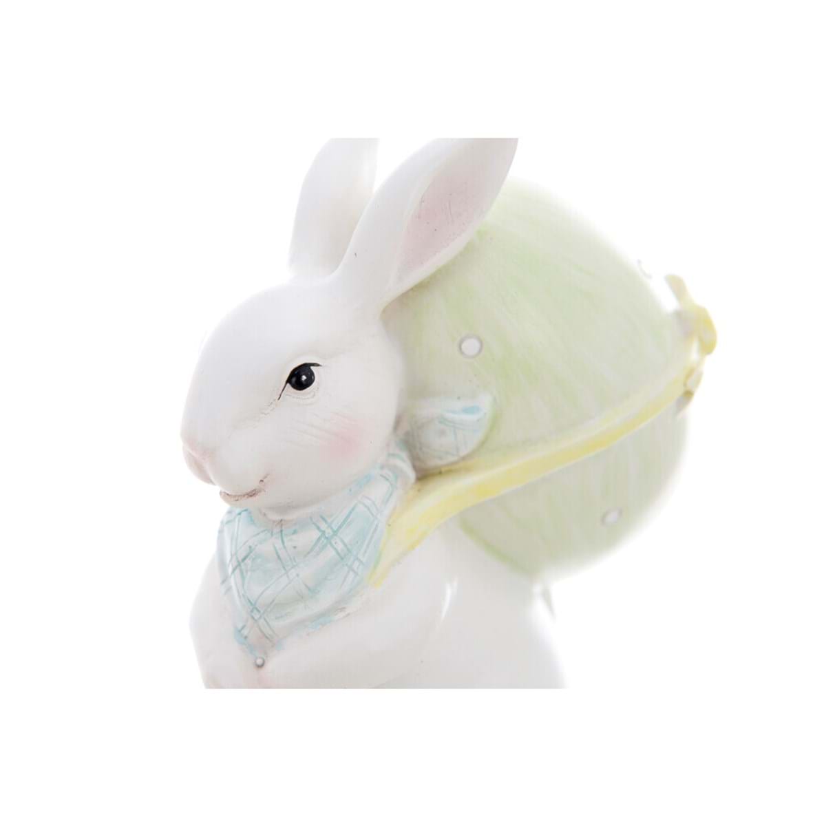 Decorazione pasquale in resina coniglietto con uovo - colori casuali- H. 12 cm - Blanc Mariclo