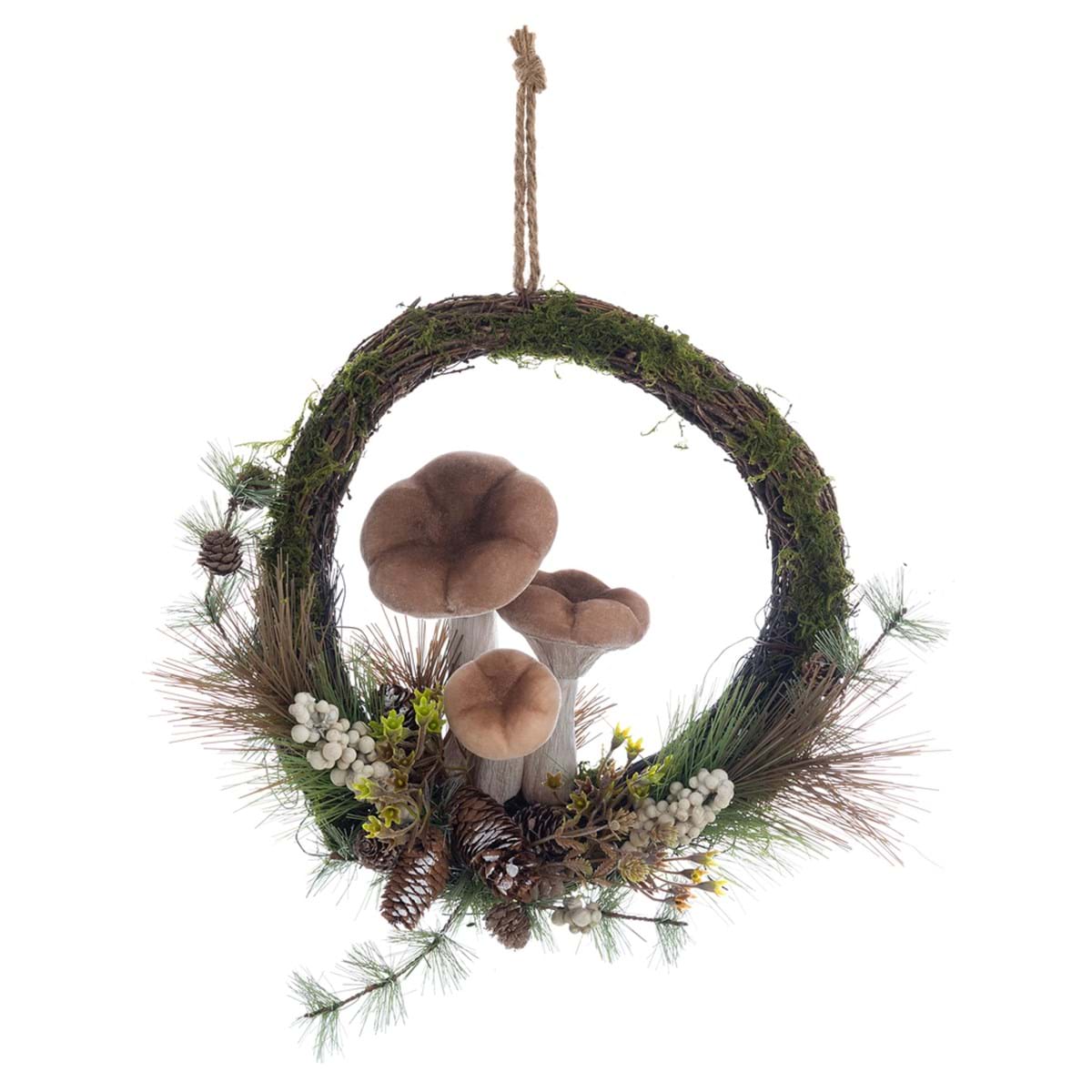 Ghirlanda autunnale con funghi - Collezione CasaDaFloresta - 37x10x33 cm - Blanc Mariclo