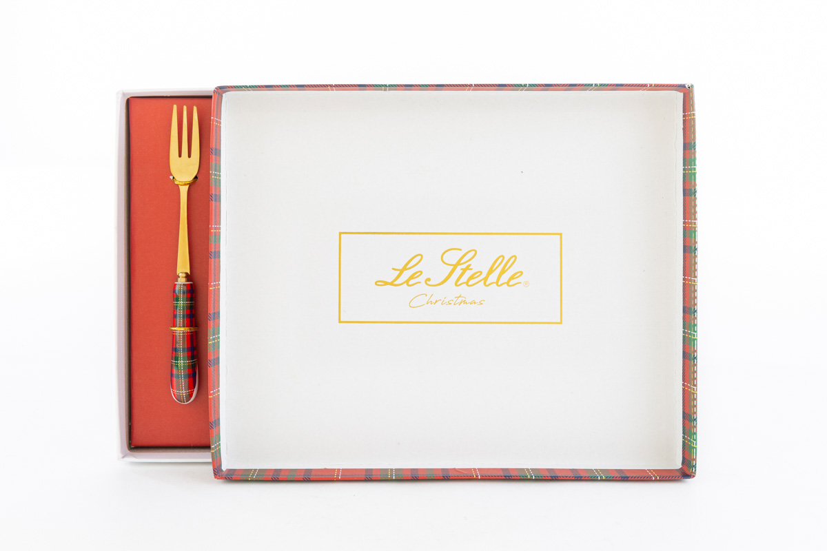 Set 6 forchettine da dolce con manico tartan - 15 cm