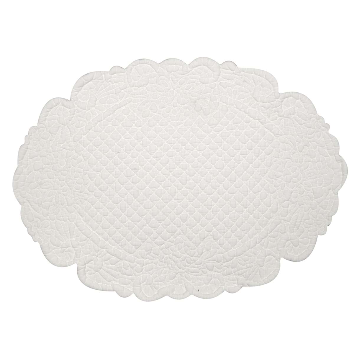 Tovaglietta trapuntata in cotone ovale avorio Lindsay - 35x50 cm - Blanc Mariclo