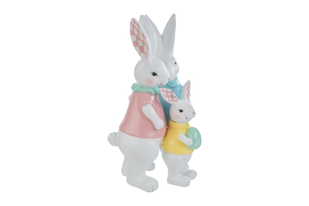 Decorazione famiglia di coniglietti in resina - H.35.5x22x17.5 cm - Le Stelle