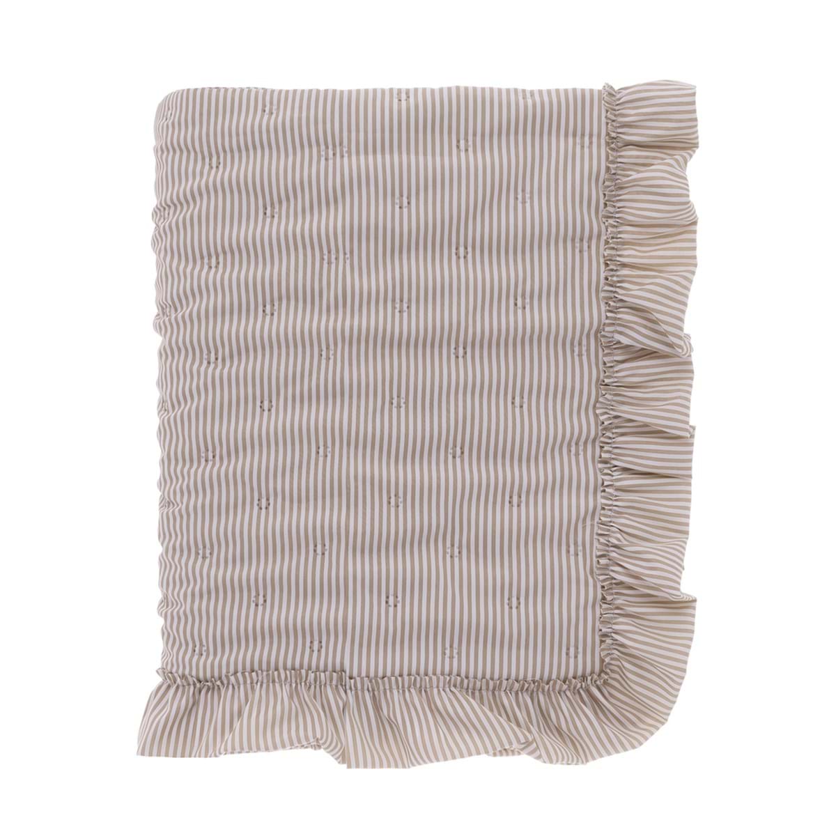 Trapuntino matrimoniale a righe rosa/beige con gala + 2 cuscini arredo - Sogno Vichy - 260x260 cm - Blanc Mariclo