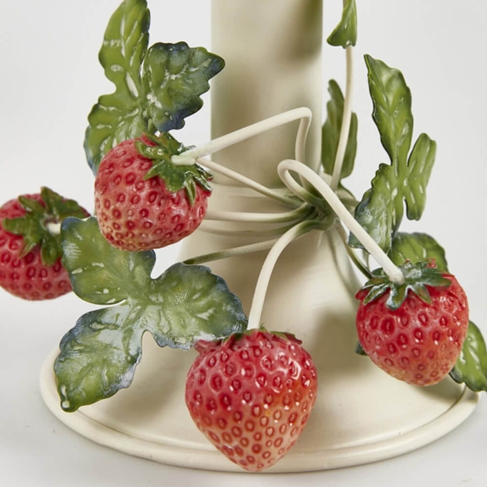 Portacandela in ferro con fragole - H.13.5 cm - EDG