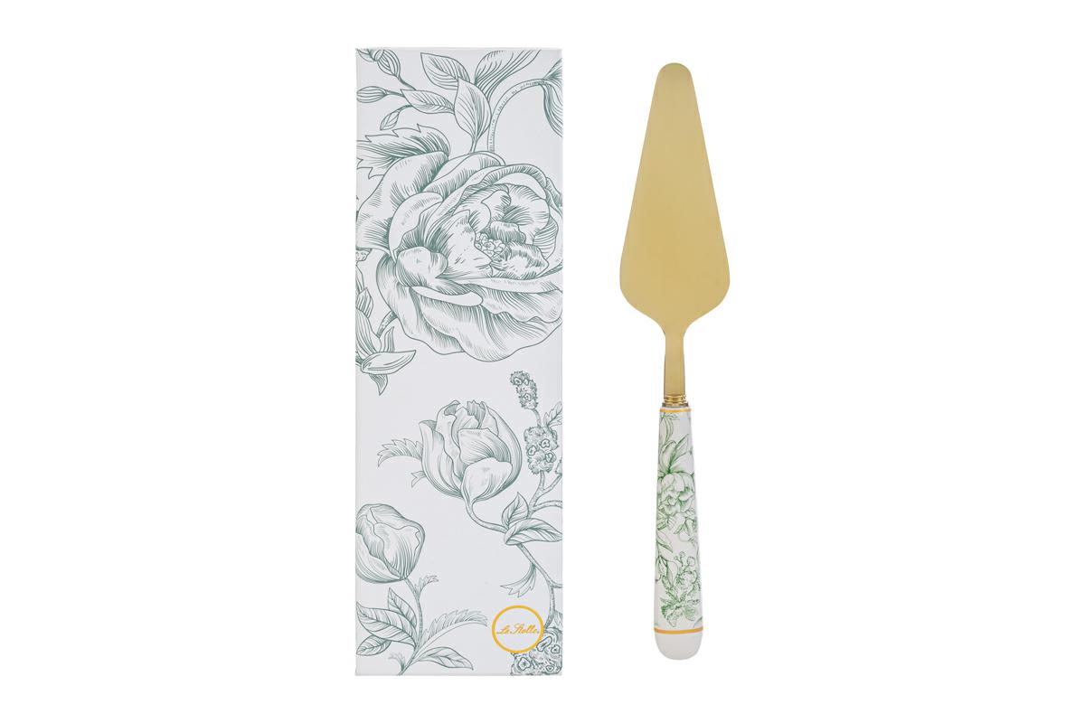 Paletta torta con manico decorato celeste/verde - 25 cm - Le Stelle
