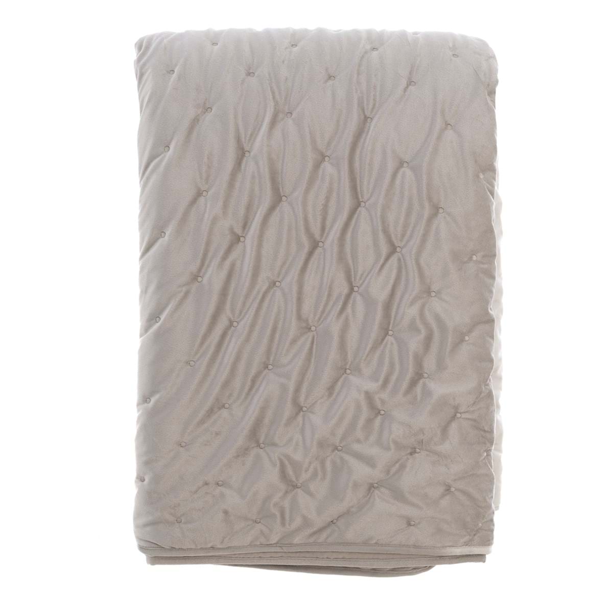 Trapunta in velluto beige con 2 copriguanciali - Collezione Before the storm - 260x260 cm - Blanc Mariclo