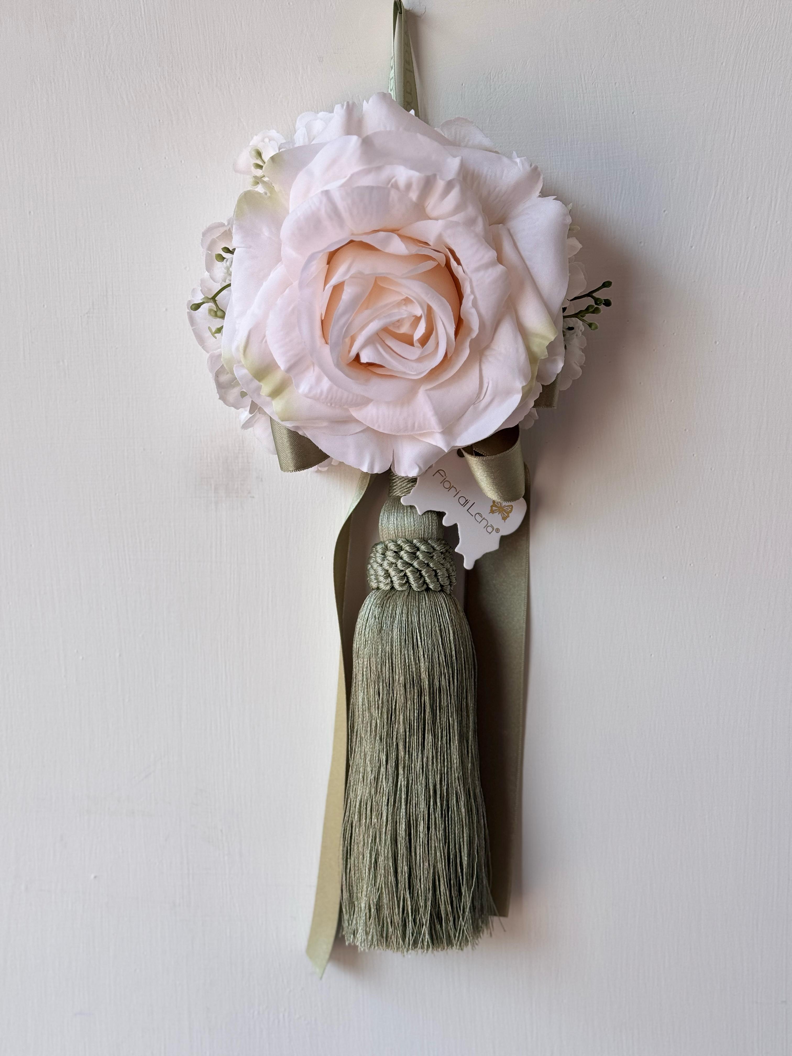 Rosa in tessuto c/nappa - 3 varianti - H.30 cm - Fiori di Lena