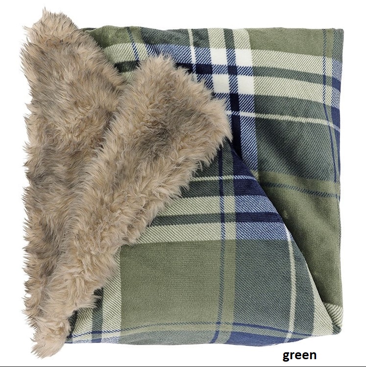 Plaid scozzese con pelliccia interna Kenza - 130x170 cm - vari colori - Unique Living