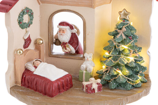 Casetta babbo natale in resina con led - H.17 cm