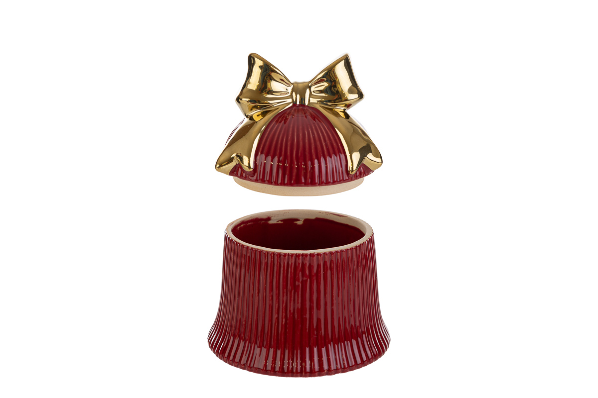 Scatola campana rossa con fiocco in ceramica - H.15.5x12 cm - Le Stelle