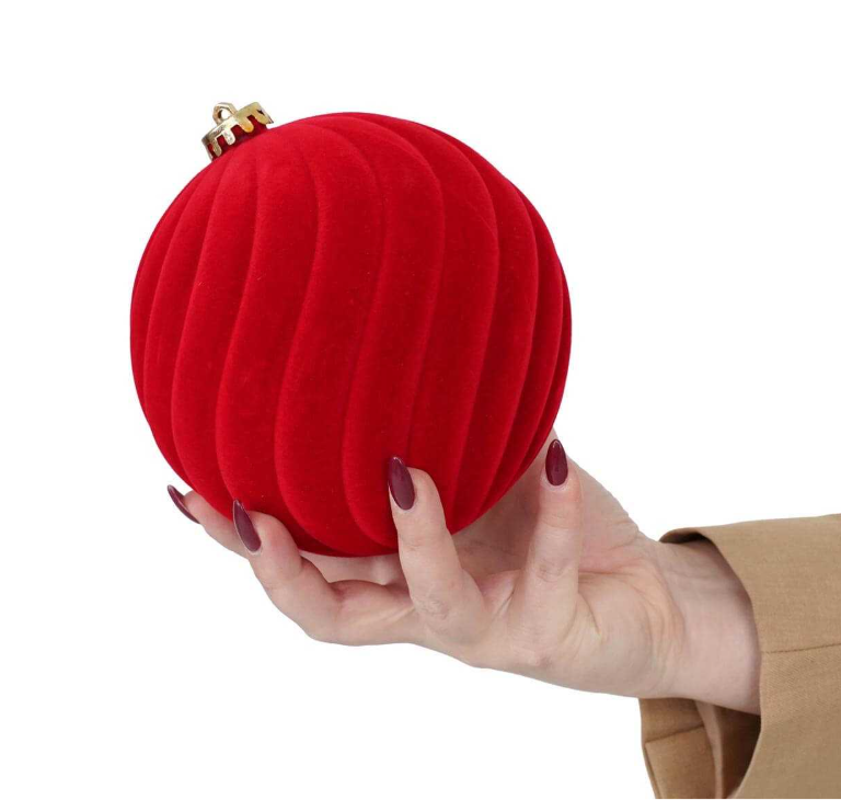 Confezione 3 palle vortice in plastica e velluto rosso - diam.15 cm - Stile'
