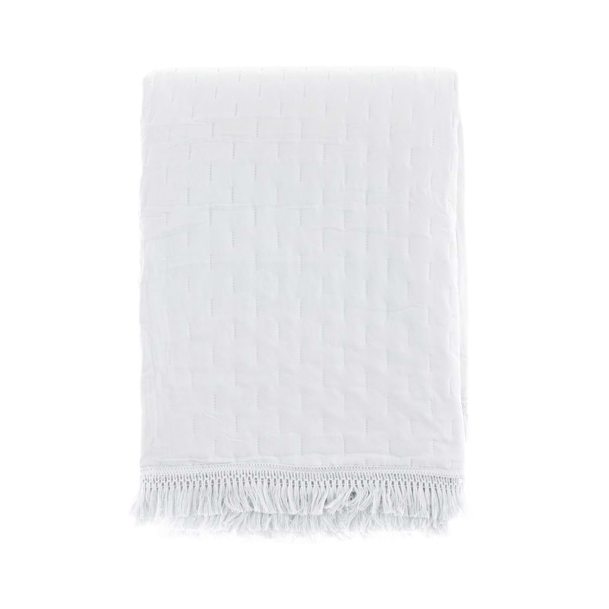 Trapuntino matrimoniale con frange + 2 copriguanciali- 3 varianti - Linea Petali Uniti - 260x260 cm - Blanc Mariclo