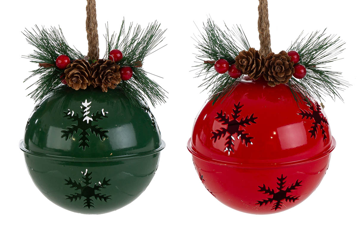 Appendino sfera natalizia in metallo - 4 ass - 10x10 cm - Le Stelle