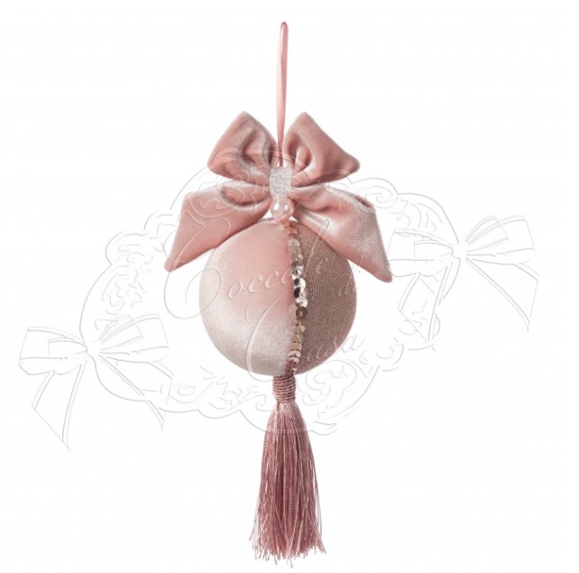 Palla rosa in velluto da appendere - 8 cm - Coccole di casa