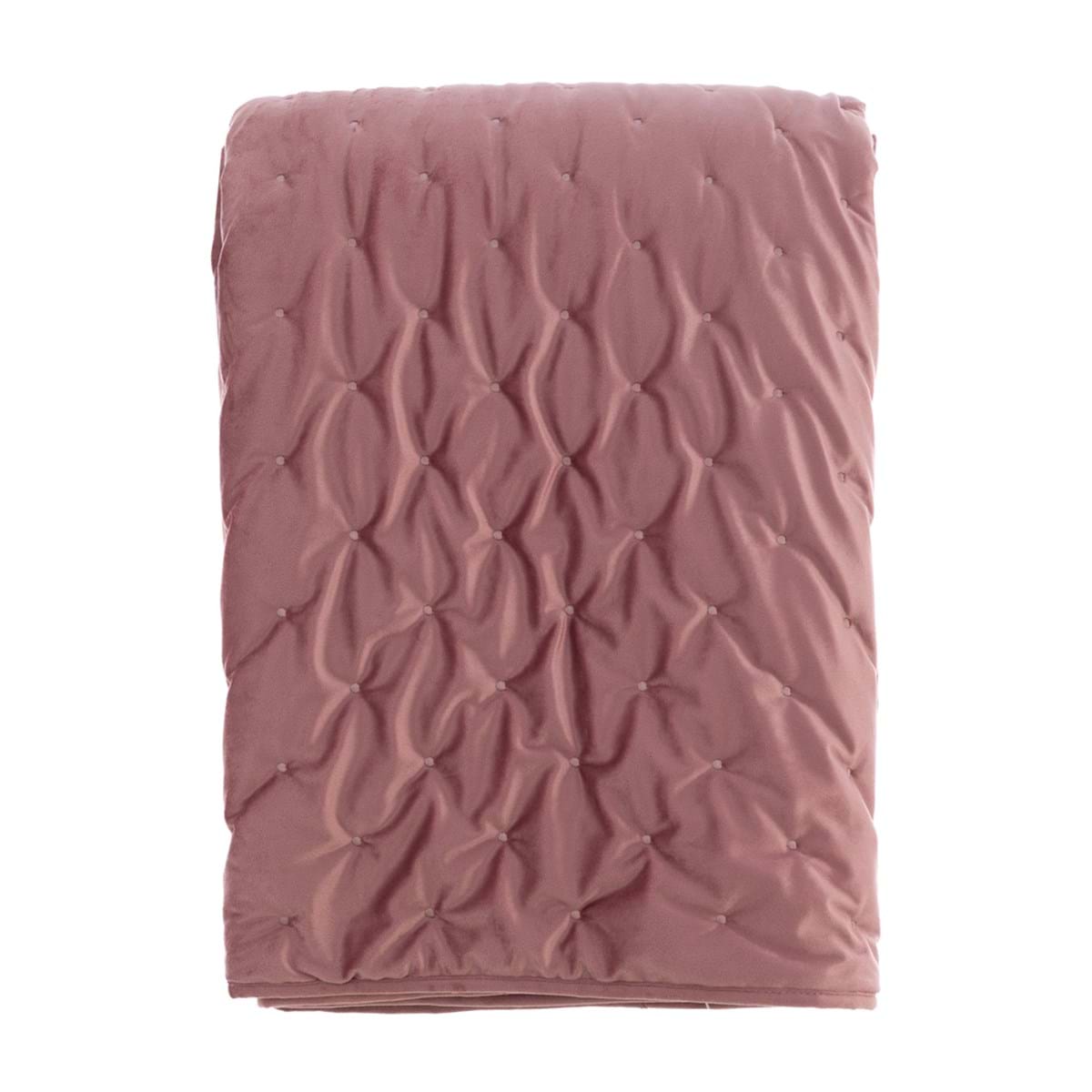 Trapunta in velluto rosa con 2 copriguanciali - Collezione Before the storm - 260x260 cm- Blanc Mariclo