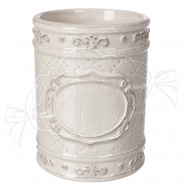 Set bagno in ceramica dispenser sapone 17.5x8 cm + porta spazzolini 10.5x8 cm - Coccole di Casa