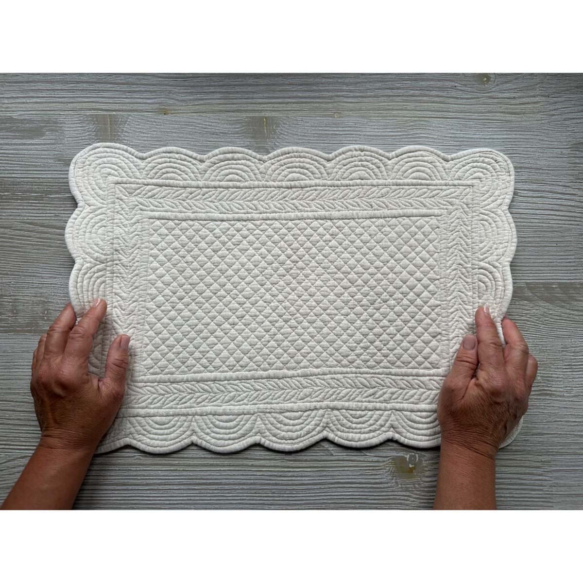 Tovaglietta trapuntata in cotone naturale - Collezione Carmen - 35x50 cm - Blanc Mariclo