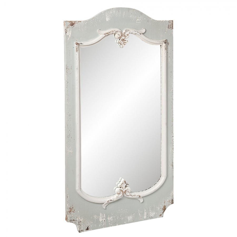Specchio da parete grigio polvere in legno decape' - 110x56 cm - Clayre e Eef
