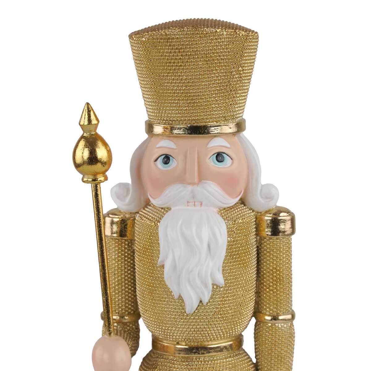 Schiaccianoci natalizio oro in resina - H.31.5 cm