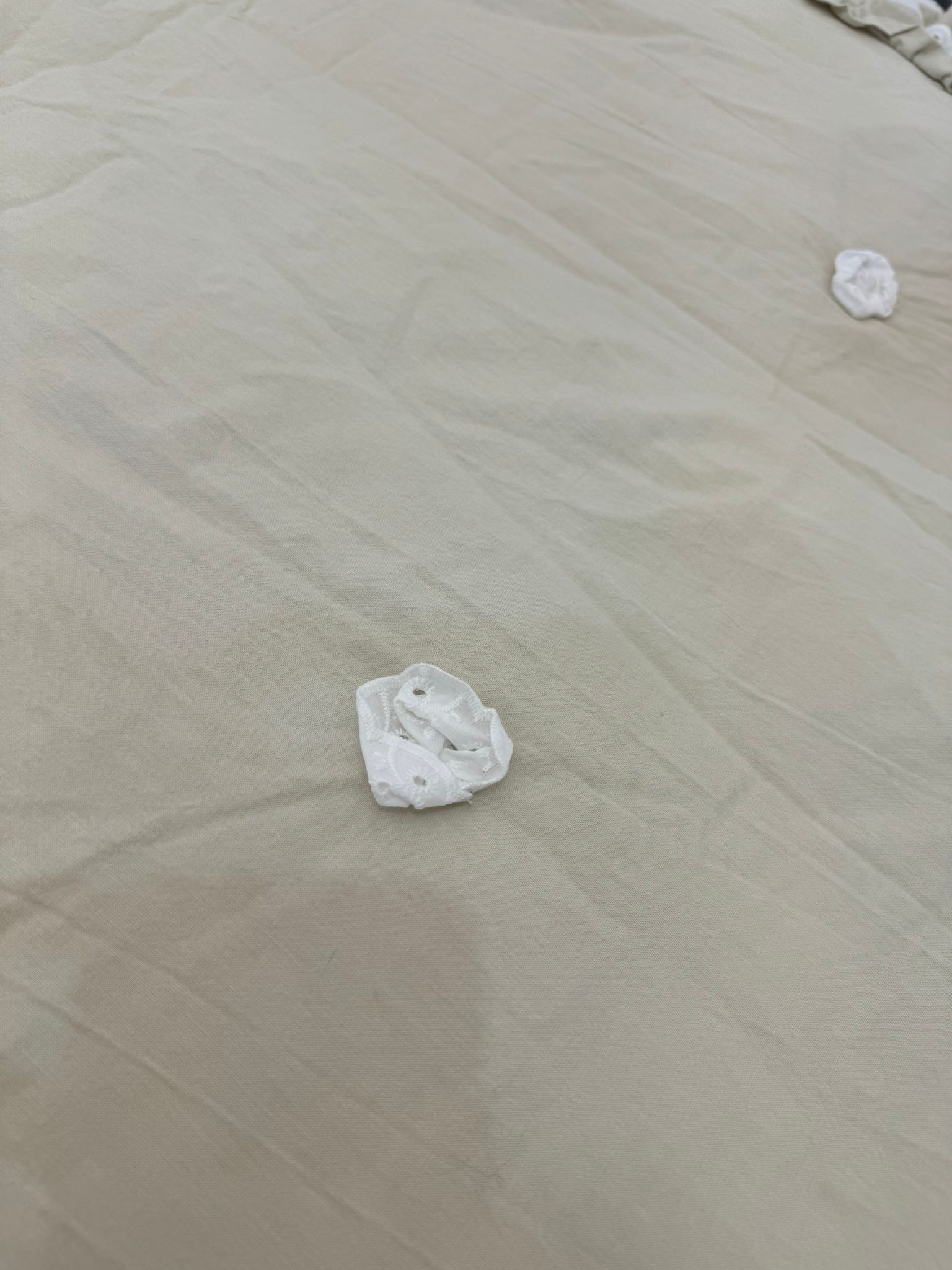 Fondo letto sabbia in cotone con pizzo sangallo - 90x180 + rouches - Fiorentino Home