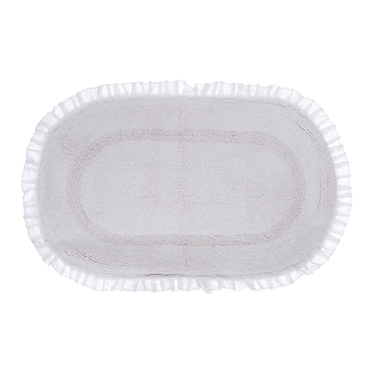 Tappeto ovale con gala in cotone - Collezione Bagno Chiaro - 50x80 cm - vari colori -  Blanc Mariclo