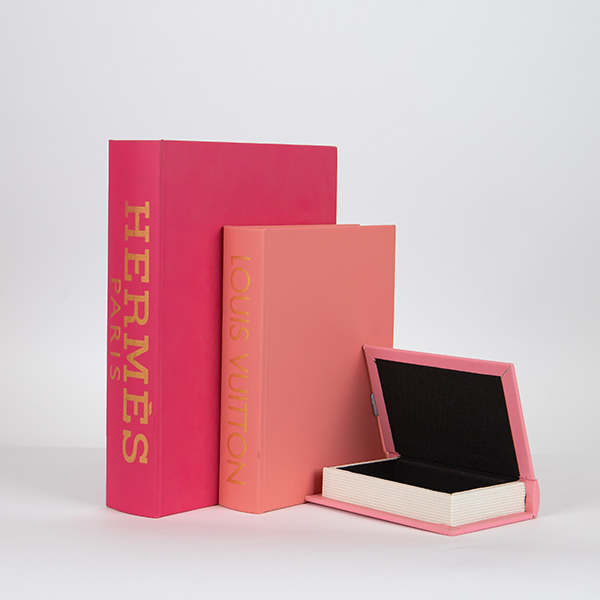 Set 3 libri contenitore fuxia-rosa chiaro -rosa scuro - 30x21/23x17/16x11 cm - Eurolamp