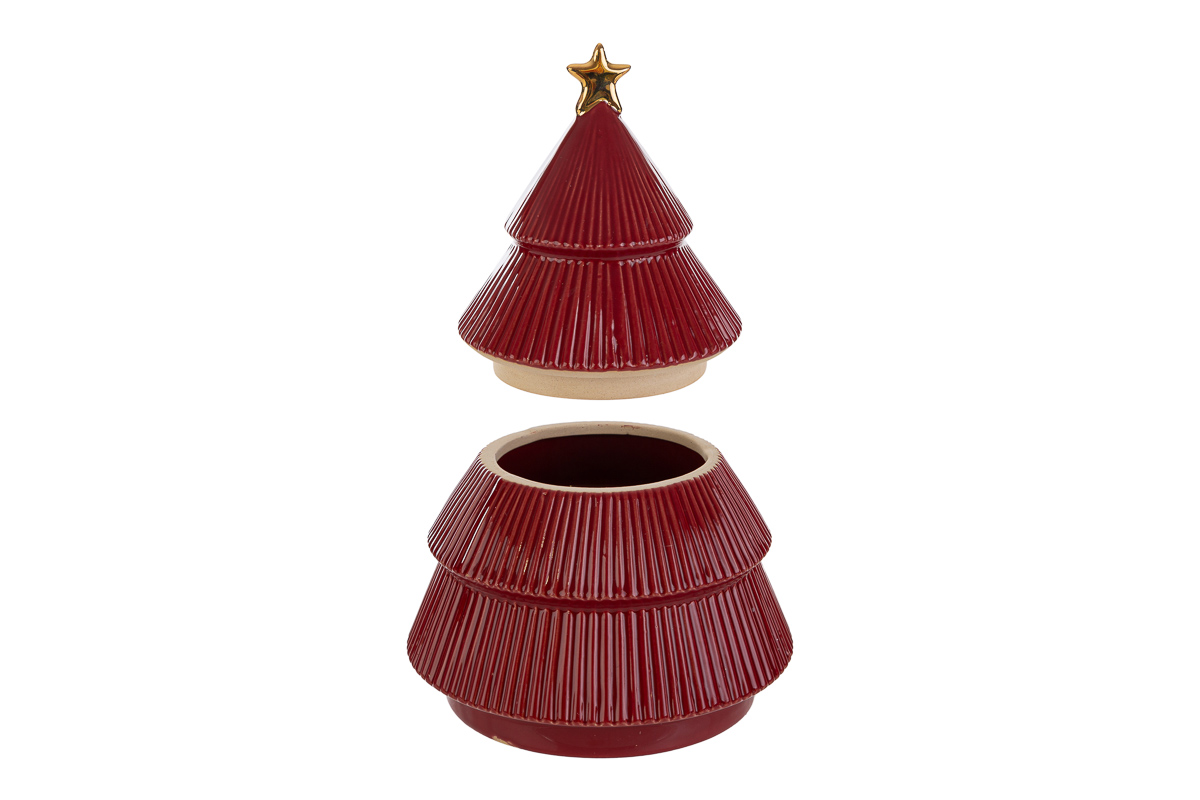 Scatola albero in ceramica rosso - H.21x15 cm - Le Stelle