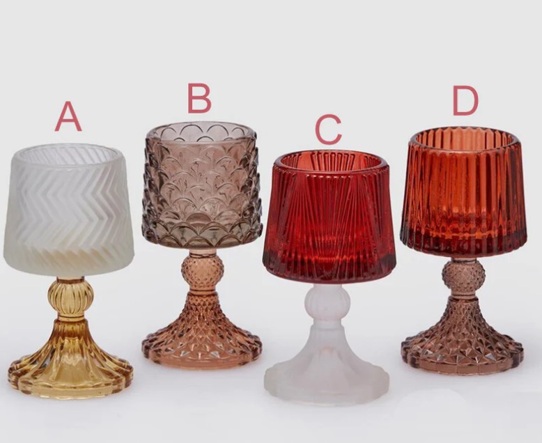 Portacandela lampada in vetro - 4 varianti - H.15x8 cm - EDG