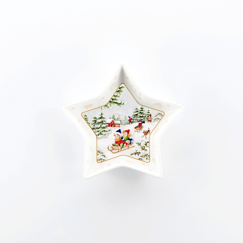 Vassoio natalizio stella in porcellana - 14 cm - Linea Xmas - Weissestal