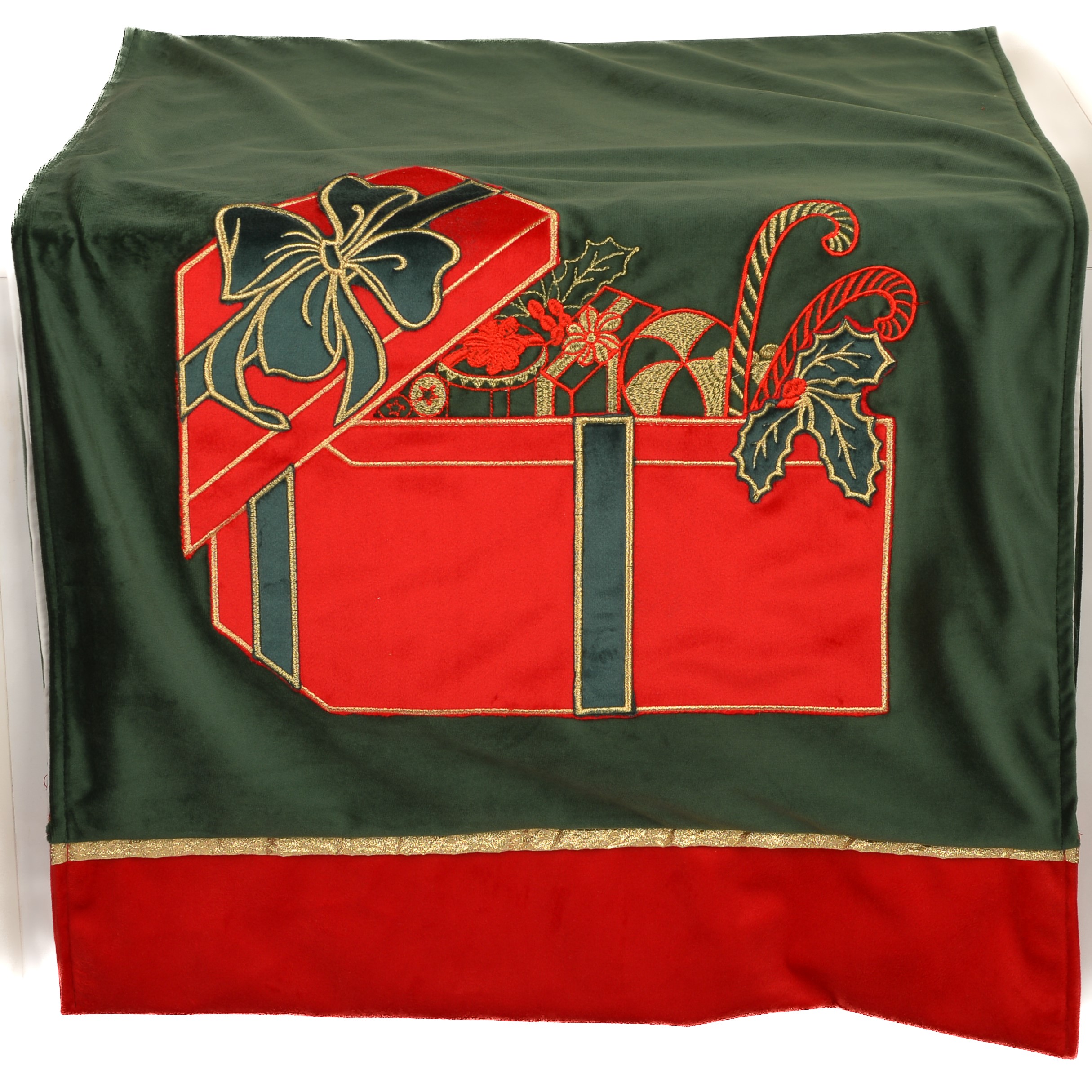 Runner in velluto con ricamo pacco regalo  - 46x150 cm - 3 varianti - Fiorentino Home