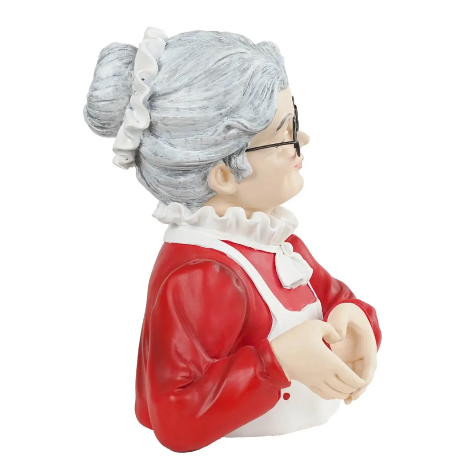 Busto mamma Natale c/mani a cuoricino in resina - H.23x19 cm - Stile'