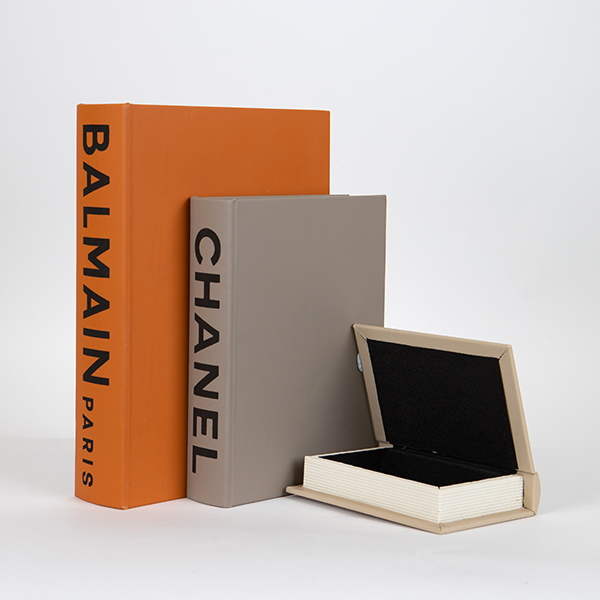 Set 3 libri contenitore arancione-beige-grigio - 30x21/23x17/16x11 cm - Eurolamp