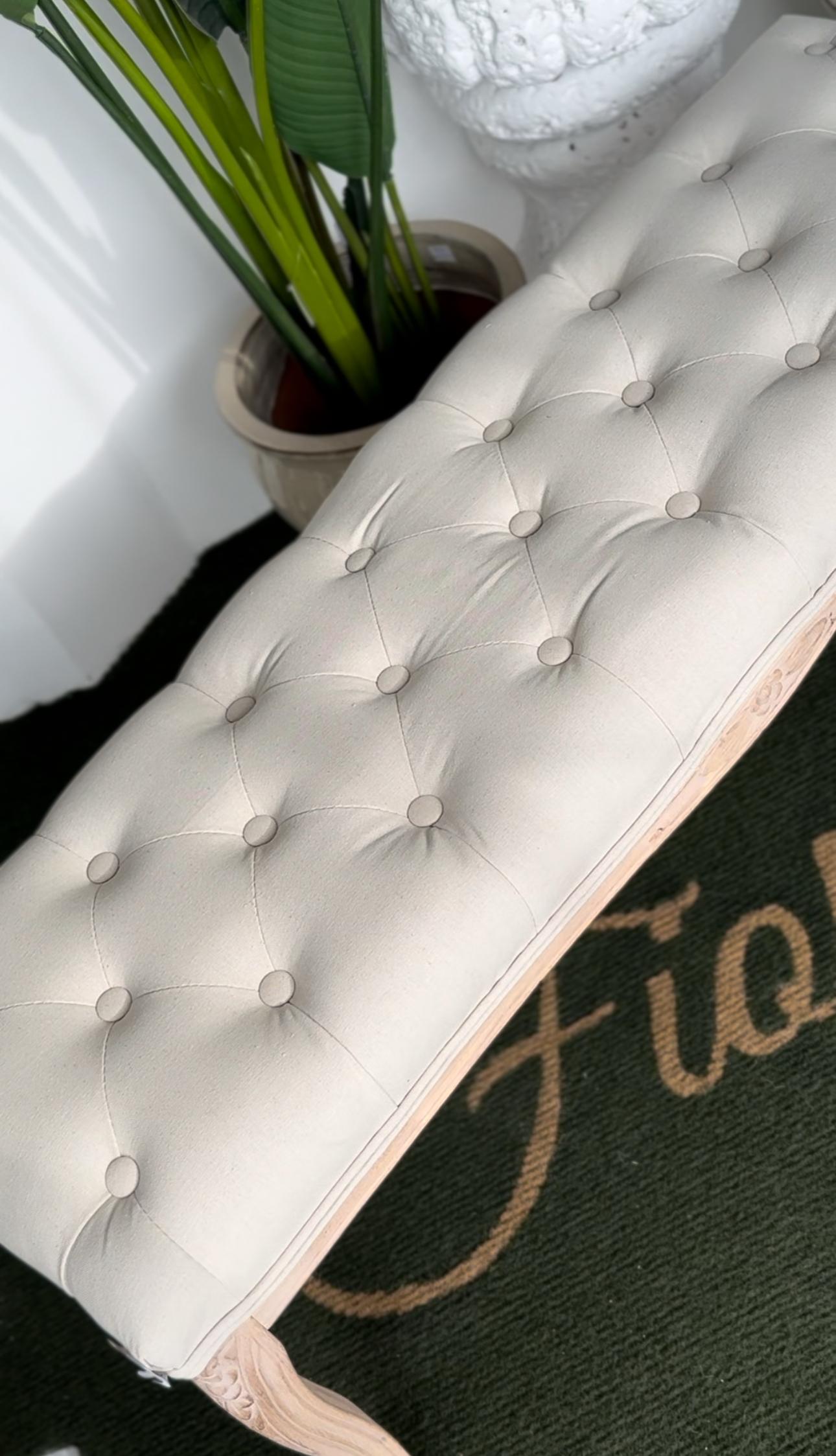 Panchetta in legno di abete con imbottitura beige - 113x35x50 cm - L'Arte di Nacchi